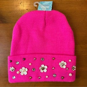 Neon Pink Embellished Hat